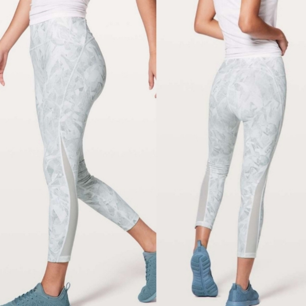 Lululemon Train Times 7/8 Mesh Leggings Jasmine White Sz 6